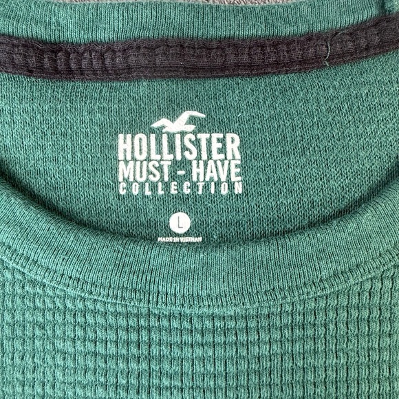 Hollister shirt long sleeve Large Green Waffle Knit Thermal Stretchy Layering - Picture 2 of 5